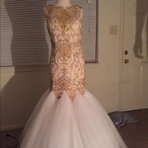 White And Gold Prom Dress